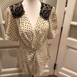 Nanette Lepore Polka Dot Lace Blouse